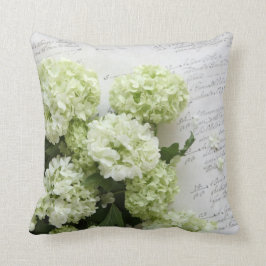vitvanlig hortensia med skrivar handstil kudder kudde