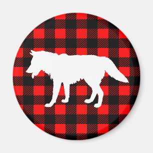 Vitvarg & lantlig svart röd buffelkontrollpläd magnet