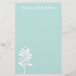 Vitväxtsunamin Minimal botanisk illustration Brevpapper