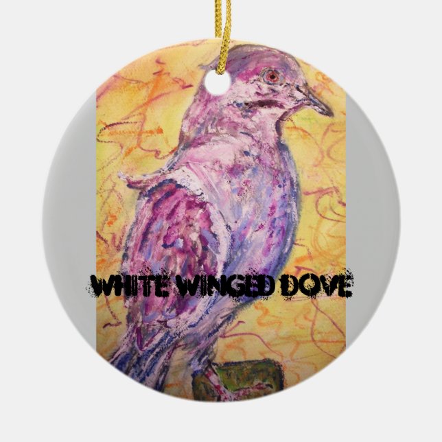 Vitvingad Dove art Julgransprydnad Keramik (Framsidan)