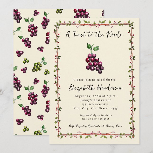 Vitvingad vinodling Vin Möhippa Inbjudningar (Fram/baksida)