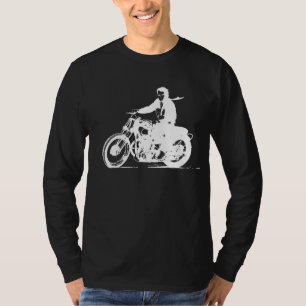 Vitvintagemotorcykel - enkel klassiker tee shirt