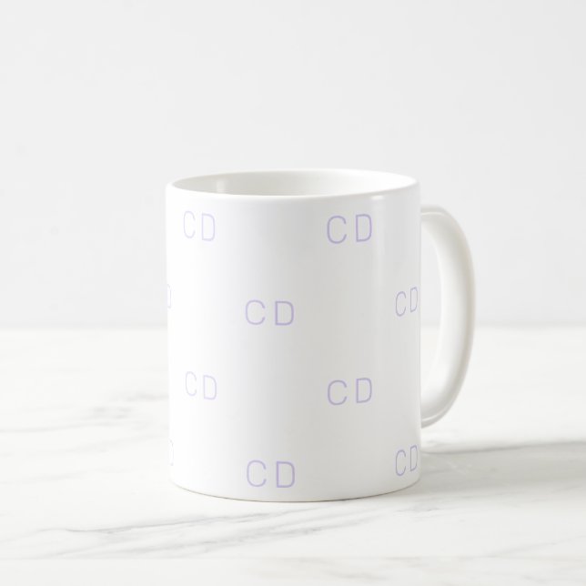 Vitviolett monogram initialer mönster kaffemugg (Framsida höger)