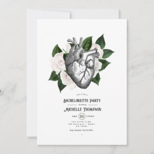 Vitvit Blommigt Gothic Bachelorette Party Inbjudningar