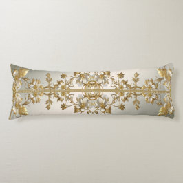 Vitvit Blommigt Guld Ornate Body Pillow Kroppskudde