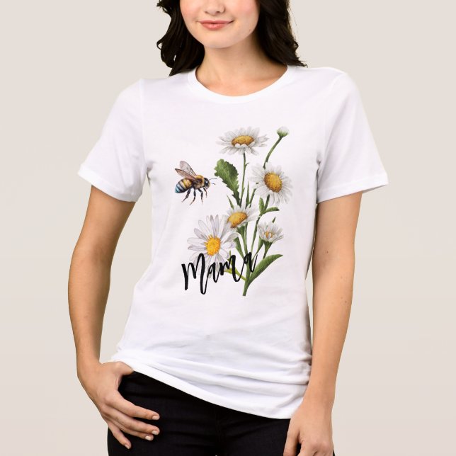 Vitvit daisy från mamma humla t shirt (Framsida)