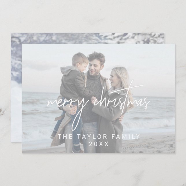 Vitvit jul 2-Vågrät Foton Julkort (Fram/baksida)