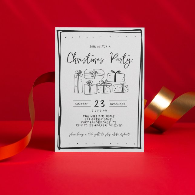 Vitvit jul, svart och vit Party Inbjudningar (Skapare uppladdad)