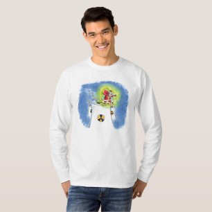 Vitvit långärmad T-shirt i Jultomten manar