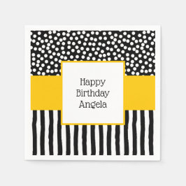 Vitvit Mönster med Gult Pappersservett