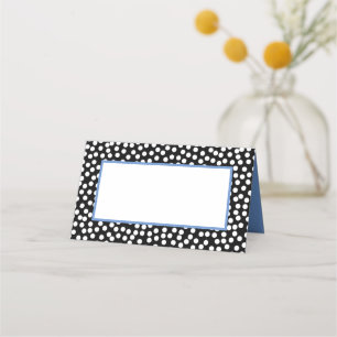 Vitvit och svart Polka dots med Violet Placeringskort
