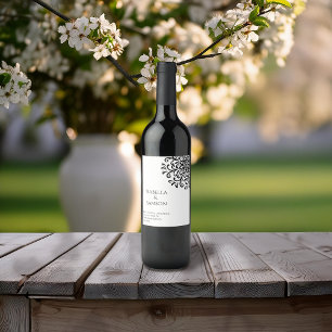 Vitvit och svart smak vinflaska etikett