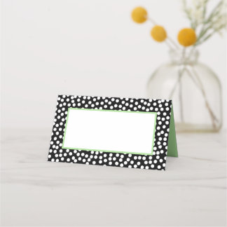 Vitvit Polka dots med Grönt Placeringskort