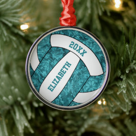 Vitvit volleyball girig julgransprydnad metall