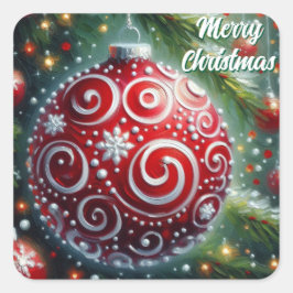 Vitvita rovsnäckor för prydnadsföremål vid jul fyrkantigt klistermärke