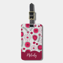 Vitvita vithjärtan blommor blommigt namn bagagebricka