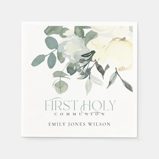 VITVITVITVATTENS BLOMMIGT FÖR FÖRSTA HELIGAN PAPPERSSERVETT (Framsidan)