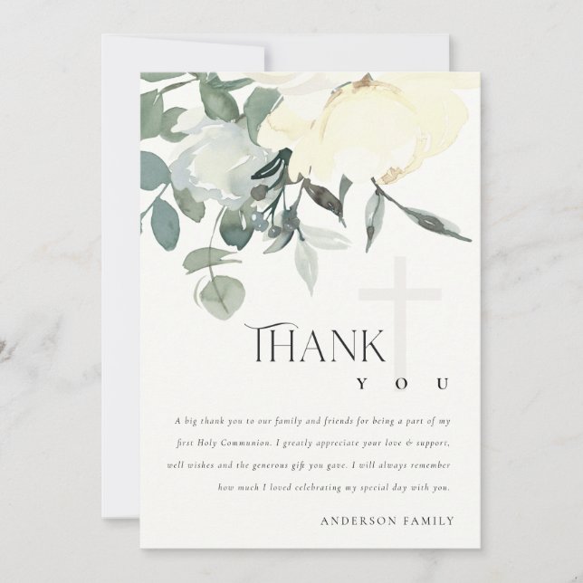 VITVITVITVATTENS BLOMMIGT FÖR FÖRSTA HELIGAN TACK KORT (Framsida)