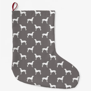 VitWeimaraner Silhouettes på grå färg Stor Julstrumpa