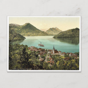 Vitznau och Rigibahn, Sjö Lucerne, Schweiz cl Vykort