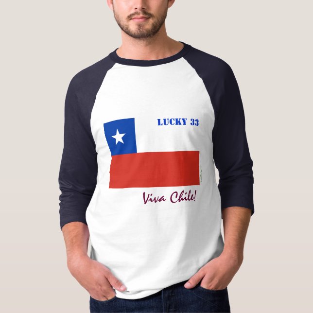 Viva Chile lycklig 33 baseball Jersey Tee (Framsida)