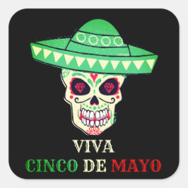 VIVA CINCO DE MAYO Lekskalle party presentidé Fyrkantigt Klistermärke
