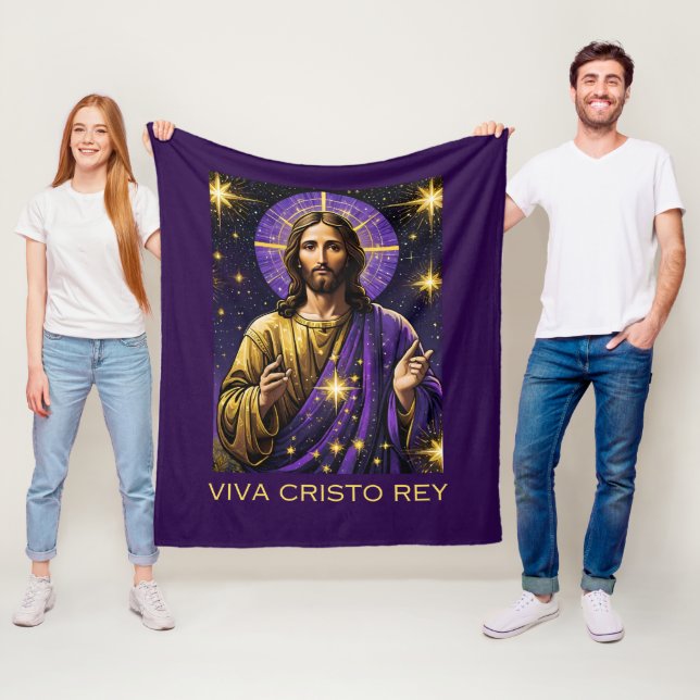 Viva Cristo Rey Catholic Jesus Kristus Kung Fleecefilt (På plats)