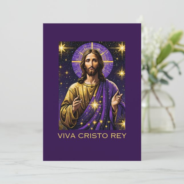 Viva Cristo Rey Catholic Jesus Kristus Kung Julkort (Stående Fram)