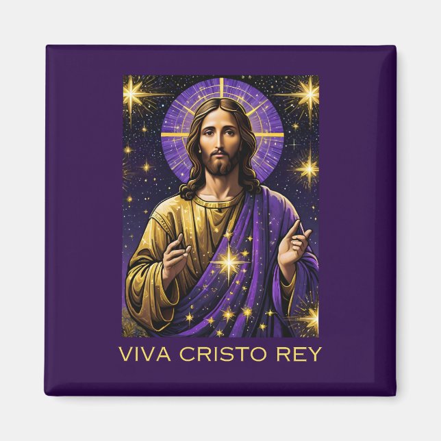 Viva Cristo Rey Catholic Jesus Kristus Kung Magnet (Framsidan)