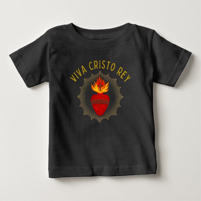 Viva Cristo Rey Catholique Cristeros Helig Heart T Shirt (Framsida)