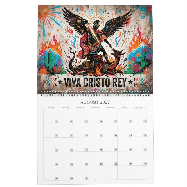 Viva Cristo Rey katolsk folkkonst Kalender (Aug 2027)