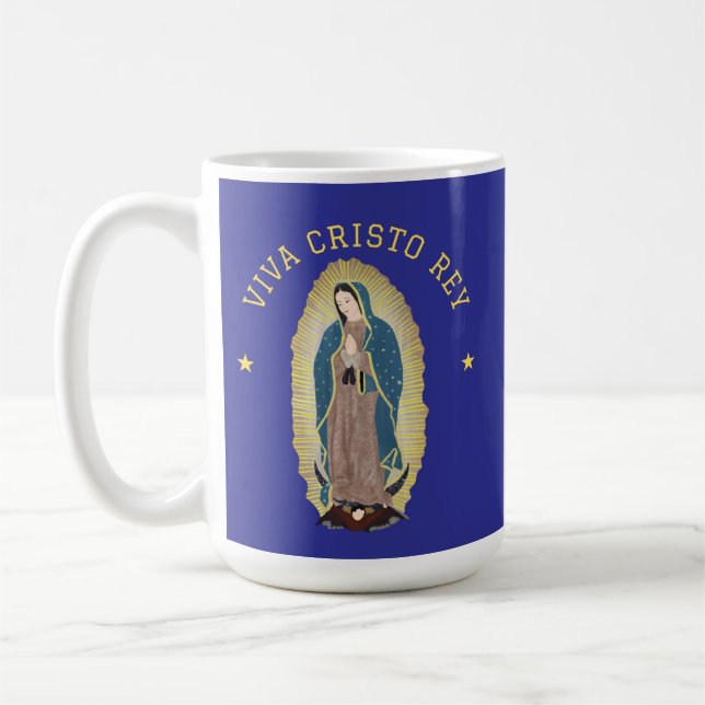 Viva Cristo Rey Roman Catholic Vår Dam Guadalupe Kaffemugg (Vänster)