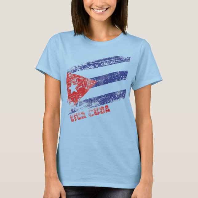 Viva Cuba Flagga Distress Tee (Framsida)