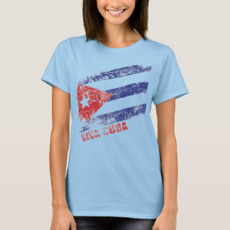 Viva Cuba Flagga Distress Tee Shirt
