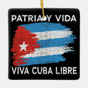 Viva Cuba Libre Patria Y Vida Cuba Flagga Julgransprydnad Keramik