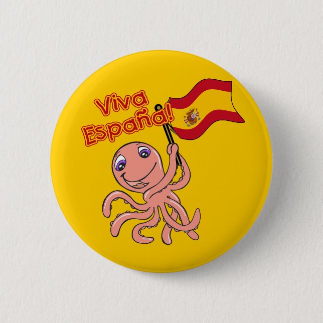 Viva Espana med bläckfiskfotbolltshirten Knapp (Framsida)