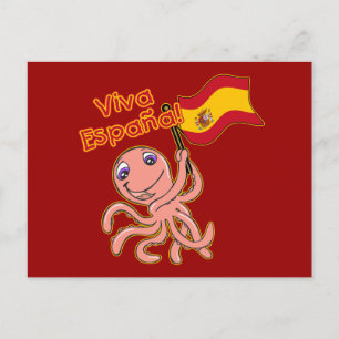 Viva Espana med Octopus Soccer Tshirt Vykort