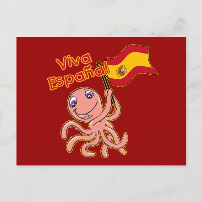 Viva Espana med Octopus Soccer Tshirt Vykort (Framsida)