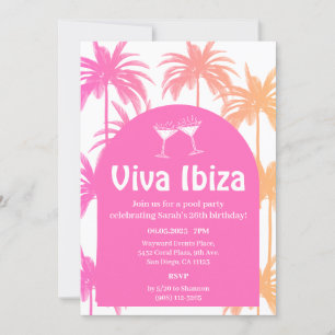 Viva Ibiza Summer Födelsedagsfest Inbjudningar