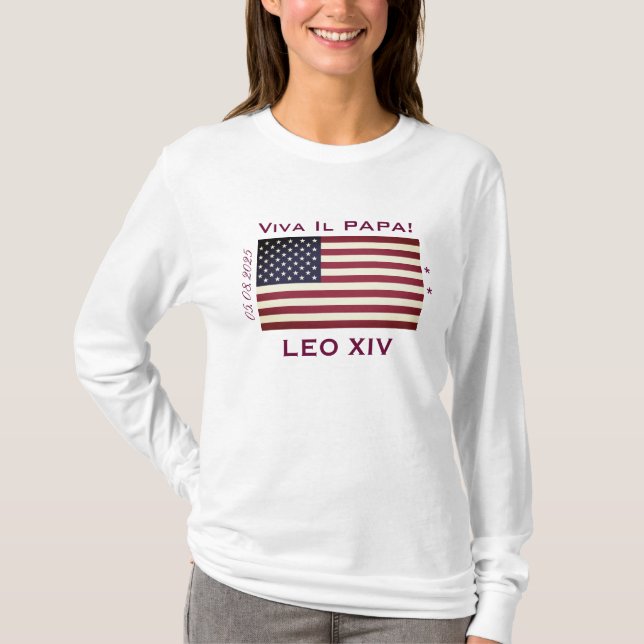 Viva Il Papa Påve LEO XIV Dam T-Shirt (Framsida)