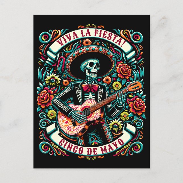 Viva La Fiesta! Cinco de Mayo design Vykort (Framsida)