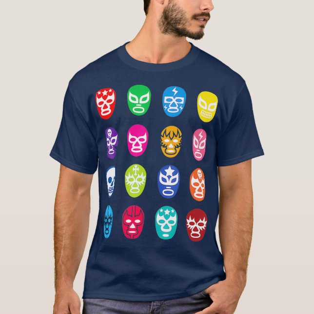 Viva La Lucha Libre Luchador Wrestling Masks T Shirt (Framsida)