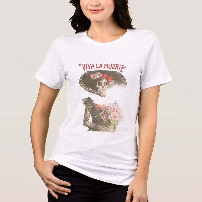Viva la Muerte Blommig Skelett T-Shirt (Framsida)