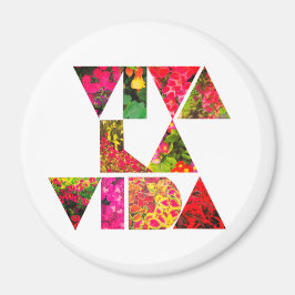 VIVA LA VIDA White Blommigt Brev Round Magnet