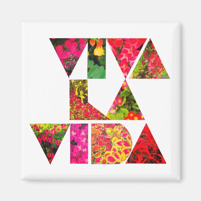 VIVA LA VIDA White Blommigt Brev Square Magnet (Framsidan)