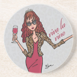 Viva La Vino Leopard Queen Sandstone Underlägg