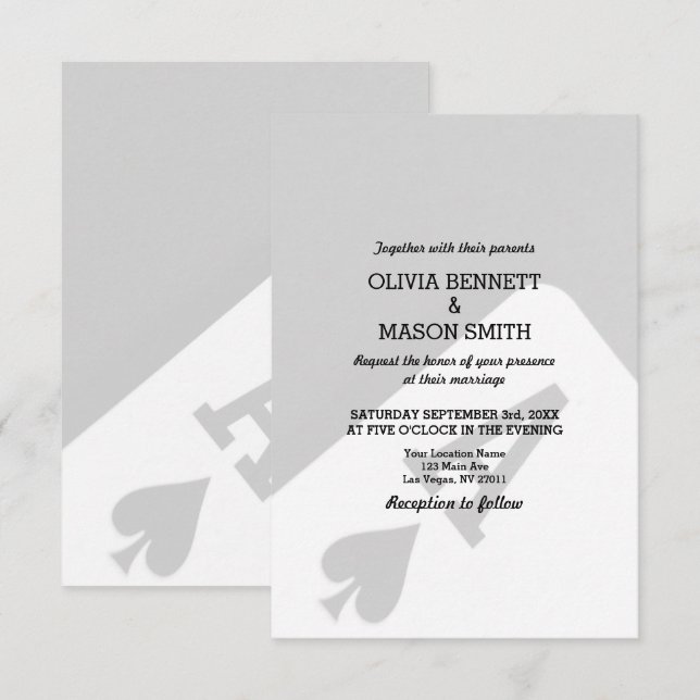 Viva Las Vegas Casino Card bröllopsinbjudan Inbjudningar (Fram/baksida)