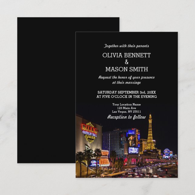 Viva Las Vegas Destinationsbröllopsinbjudning Inbjudningar (Fram/baksida)