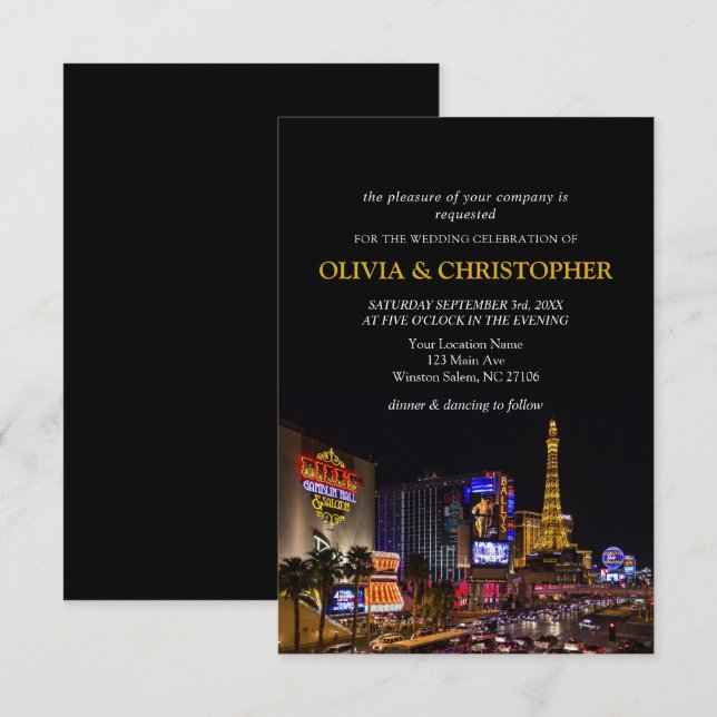 Viva Las Vegas Destinationsbröllopsinbjudning Inbjudningar (Fram/baksida)