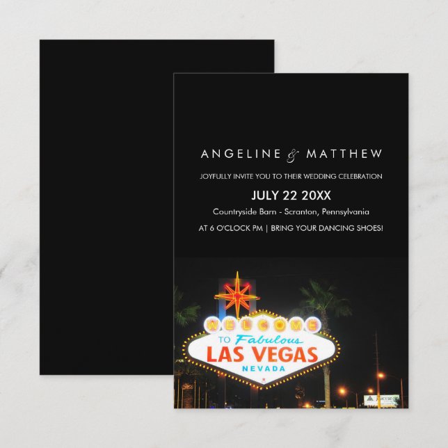 Viva Las Vegas Destinationsbröllopsinbjudning Inbjudningar (Fram/baksida)